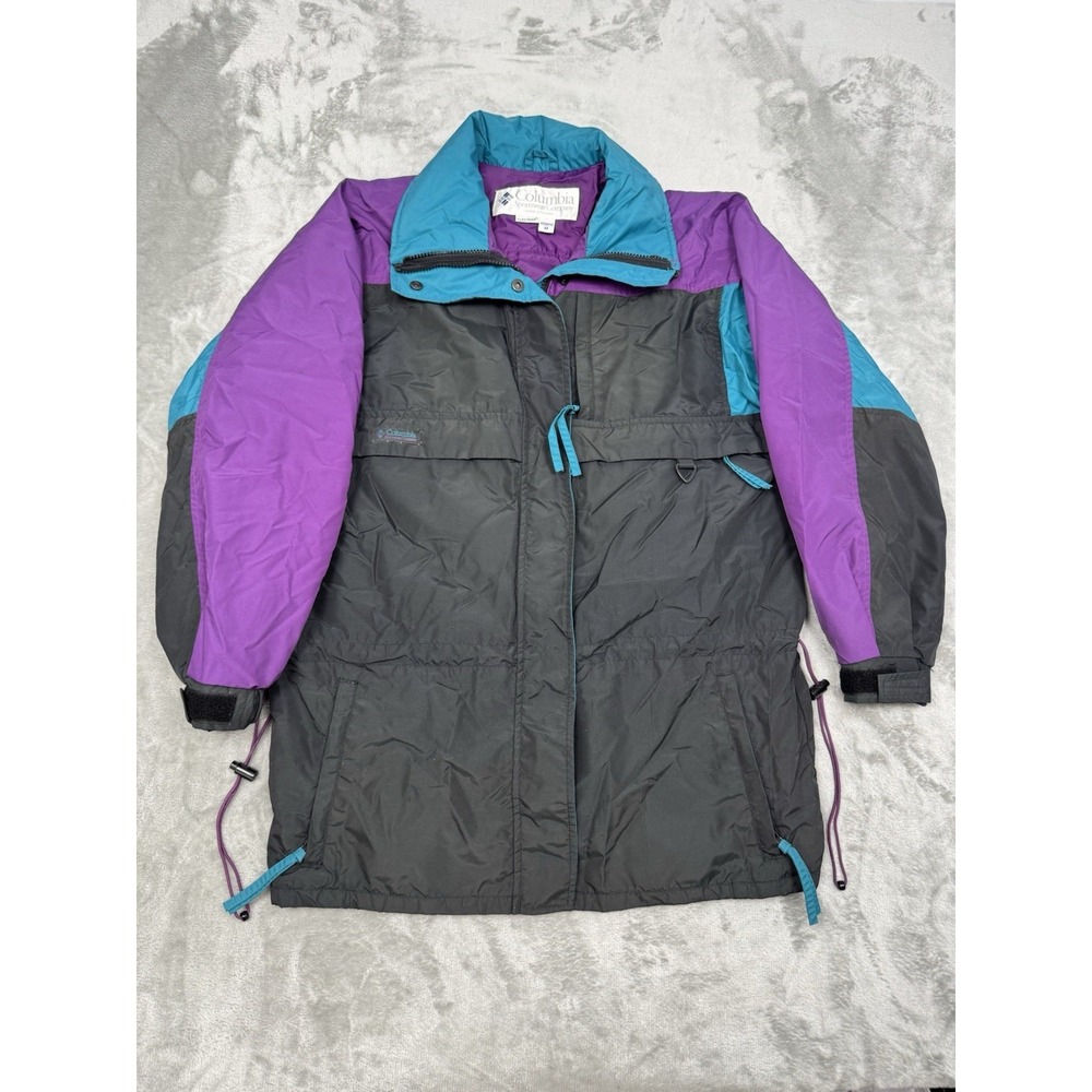 Vintage 90s Columbia Jacket Womens Medium Purple Colorblock Ski Retro Cargo Y2K